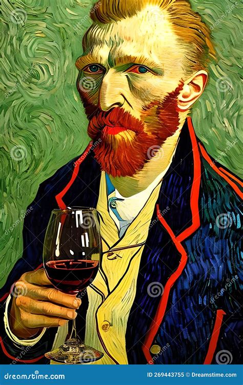Van Gogh Relaxing with a Glass of Wine Stock Illustration ...