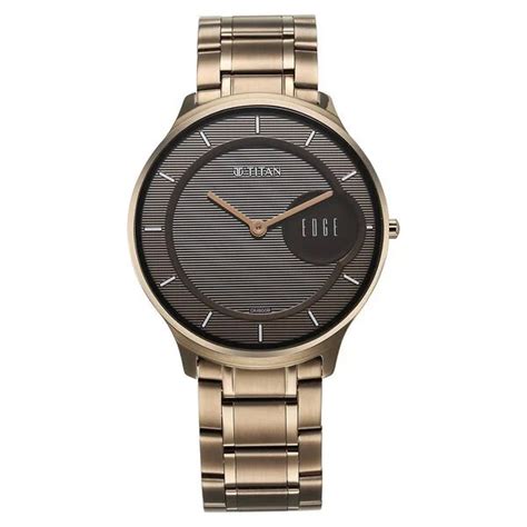 Titan Edge Baseline NT1843QM02 –Men’s Brown Dial Stainless Steel Watch ...