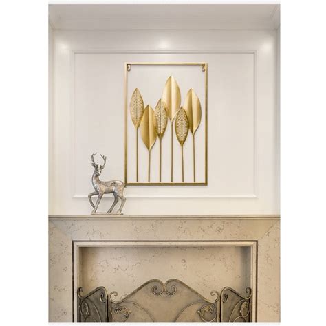 Wall Decoration Metal Golden Leaves Wall Frame Decor Wall Decoration ...