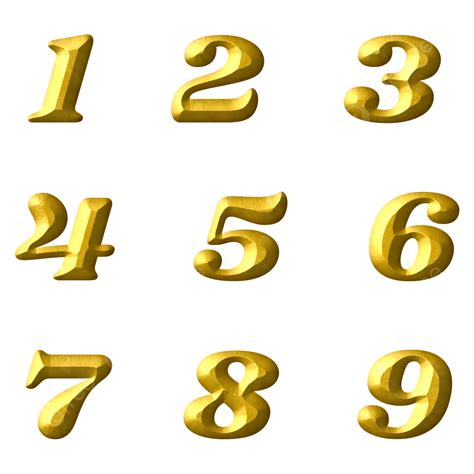 3d Gold Number Set Metal Numbers Golden Of 1 2 3 4 5 6 7 8 9, Luxury ...