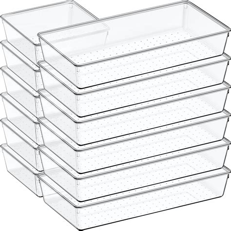 Amazon.com: Drawer Organizers Set of 80, 4 Sizes Clear Plastic Drawer ...