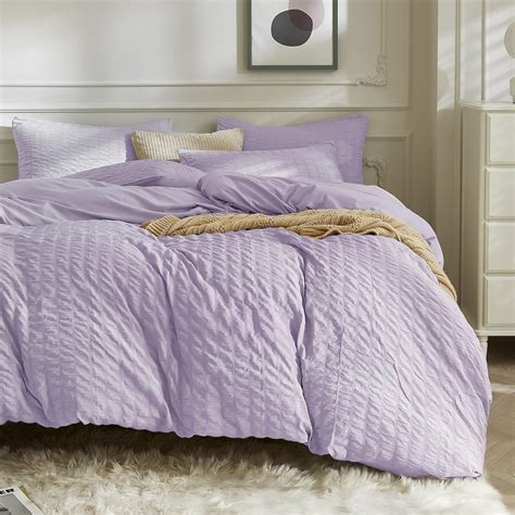 Amazon.com: JELLYMONI Light Purple Duvet Cover Queen Size, 3pcs Washed ...
