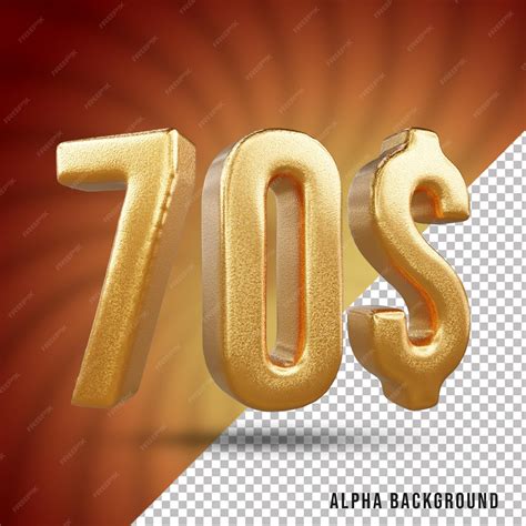 Premium PSD | 70 dollar 3d number gold text effect