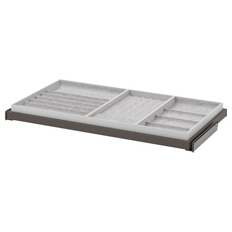 KOMPLEMENT pull-out tray with insert, dark grey/light grey, 100x58 cm ...