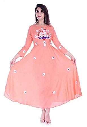 Buy Women's Embroidered A-Line Ankle Length Rayon Kurti (XX-Large ...