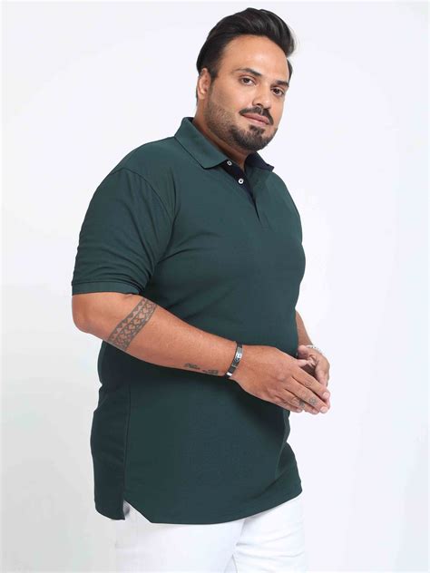 Buy Latest Plus Size Pine Green Men's Polo T-Shirt Online