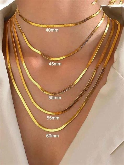 1pc Herringbone Chain Necklace Stainless Steel Snake Chain Necklace For ...