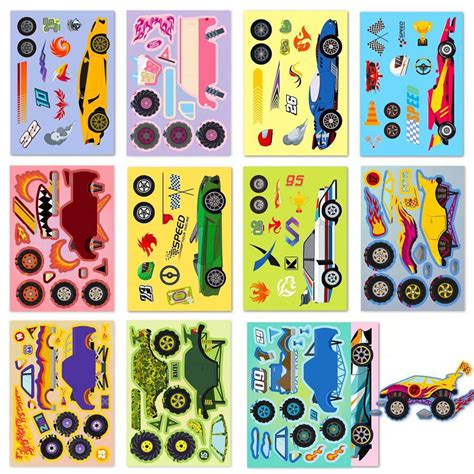 12 Sheets Truck Puzzle Stickers, Make Your Own Car Stickers, Funny Make ...