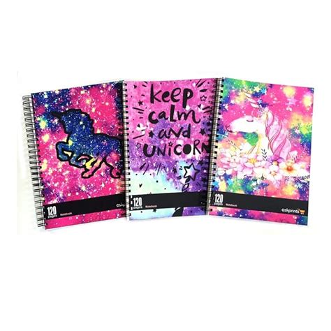 Askprints Unicorn 3 Packs Soft Cover Wiro Notebook with Lined Paper A5 ...