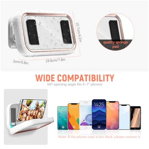 ZORBES® Bathroom Phone Holder for 6.8'' Phone Waterproof Anti-Fog Wall ...