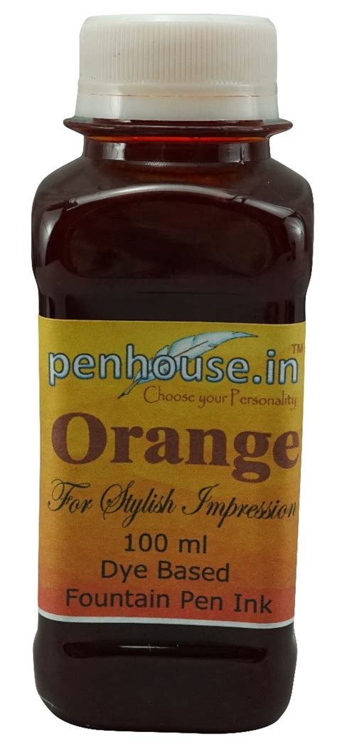 Penhouse Model No: 70060 - Orange - Dye Based Fountain Pen Ink - 100 ml
