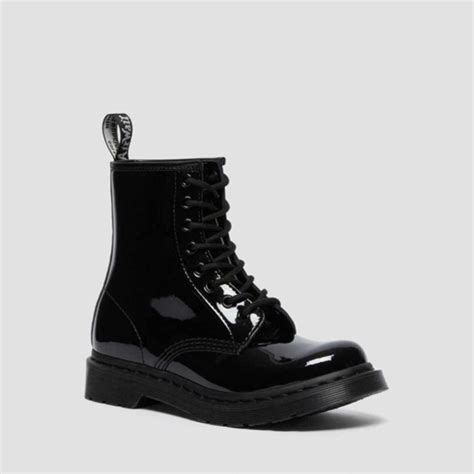 Dr Martens Lace Up Boots Discount Price - 1460 Mono Patent Women Black