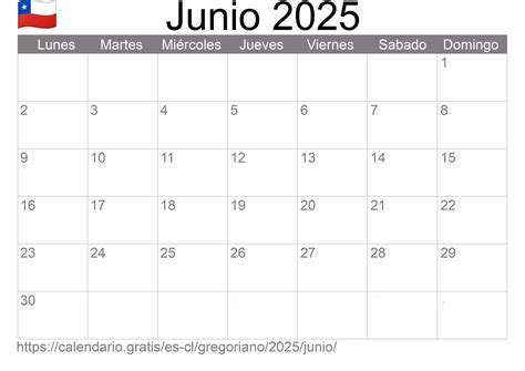 Calendario Junio 2025 de Chile en español: Festivos y fase lunar