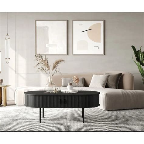 Nicola Mid-Century Modern Rounded Sliding Door Coffee Table – The Maple ...