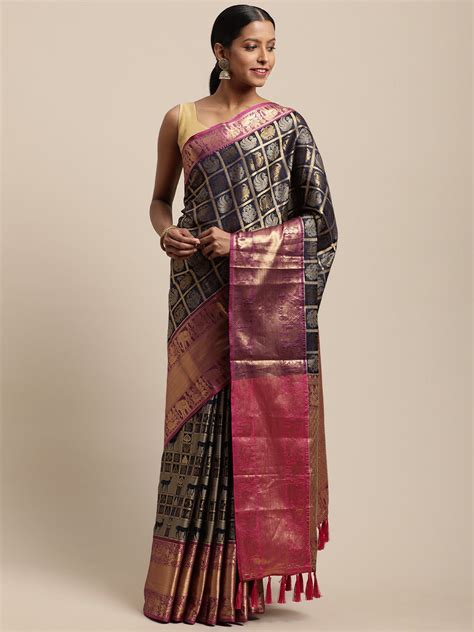 Banarasi Black Colour Woven Design Silk Cotton Saree