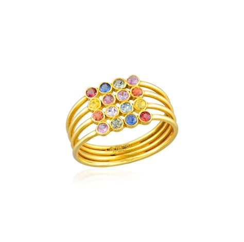 Multisapphire Gold ring in 18Kt – Amrapali Jewels