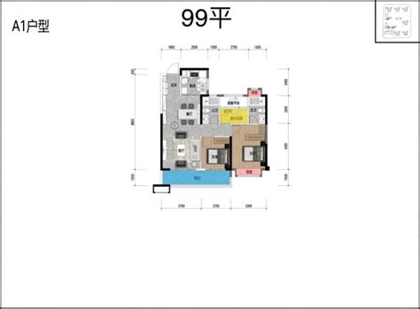 长沙北中心·保利时代A1户型99平2室2厅2卫1厨99.00㎡-长沙房天下