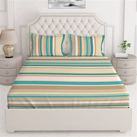 Layers 100% Cotton Bedsheet for Double Bed with Pillow Cover Set, 144 ...