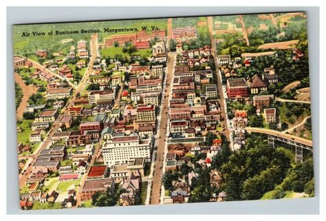 Vintage 1930's Postcard - Aerial View of Downtown Morgantown West Virginia | eBay