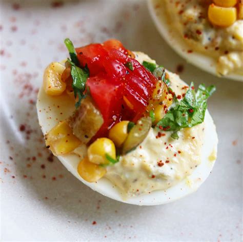 The Best Green Chile Deviled Eggs & Corn Salsa - A cook named Rebecca