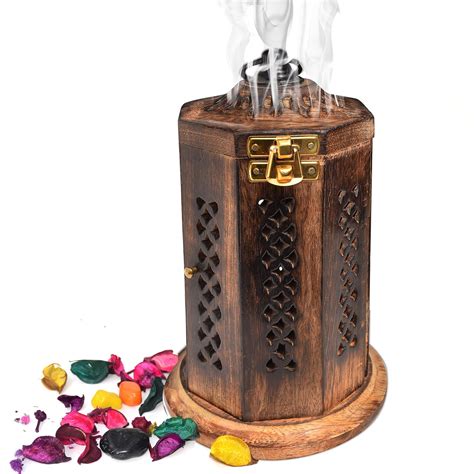 Pure Source India Wooden Hanging Dhoop Cup Cone Batti Stand, Incense ...