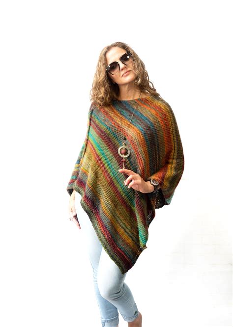 Knit Ponchos | Handmade poncho sweater for women, Wool poncho outfit ...