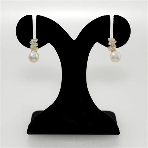 Jewellery Online - Premium Crystal Classic Pearl Drop Earrings | Nestasia