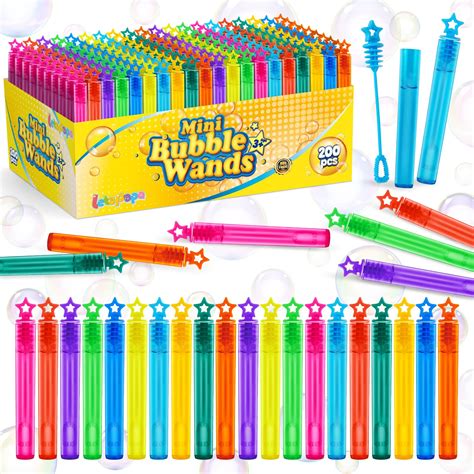 Letapapa Bubble Wand, 200 Pcs Mini Bubble Wands Bulk in 10 Colors, Bubble Party Favors for Kids ...