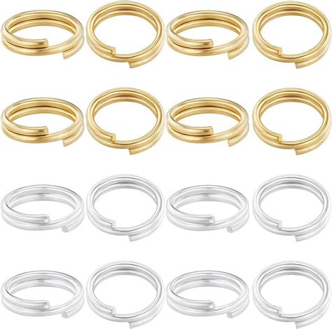 1 Box 80Pcs Split Jump Ring 8mm 24K Gold and 925 Sterling Silver Plated Double Loops Rings ...