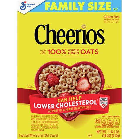 Cheerios Whole Grain Oats Gluten Free Breakfast Cereal Family Size