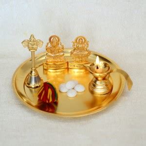 Chhariya Crafts Laxmi Ganesh Pooja Thali With Pooja Bell And Diya For ...