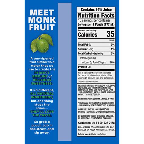 Capri Sun Nutrition Facts Pacific Cooler | Besto Blog