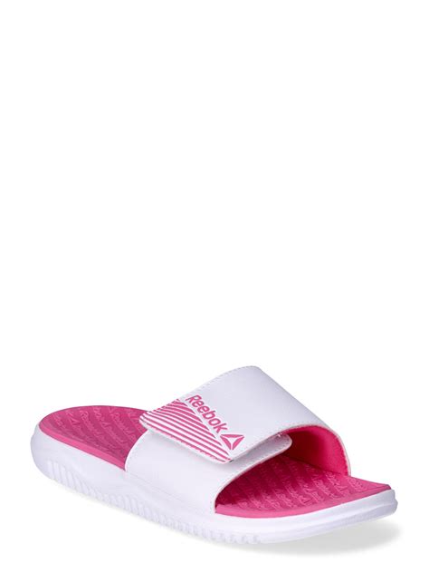 Reebok Girls Dual Density Comfort Slide Sandals with Adjustable Strap ...