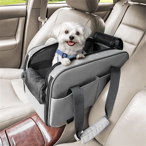 PETSFIT Multipurpose Center Console Dog Car Seat, Airline Approved Dog Car Carrier with Safety ...