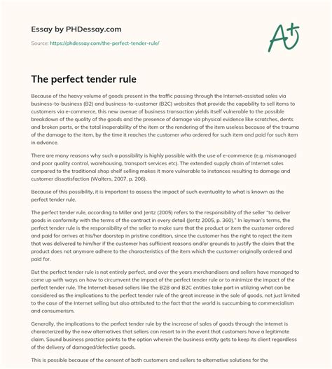 The perfect tender rule - PHDessay.com
