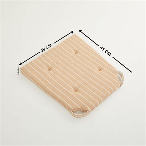 Buy Poise Beige Striped Cotton Foam Chair Pad- 39 x 41 x 3 cm from Home ...