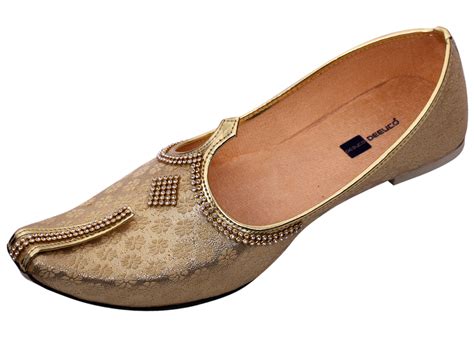 DEEUCO Men's Ethnic Golden Wedding and Sherwani Jutti, Mojari