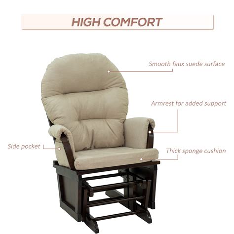 HOMCOM Nursery Glider Rocking Chair with Ottoman, Thick Padded Cushion ...