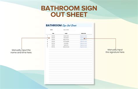 Bathroom Sign Out Sheet Template in Excel, Google Sheets - Download ...
