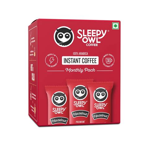Sleepy Owl Hazelnut Flavour 100% Arabica Coffee Sachets | 60g - Pack of ...