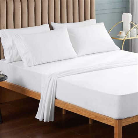 Amazon.com: VEEYOO Bed Sheet Twin XL - White Fitted Sheets Set Deep ...