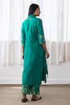 Buy Green Cotton Muslin Applique Floral Scattered Flower Kurta Pant Set ...