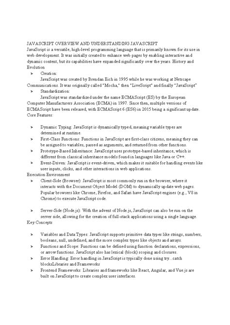 JAVASCRIPT OVERVIEW: KEY CONCEPTS AND APPLICATIONS (FSD UNIT2) - Studocu