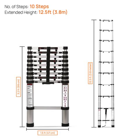 Buy 12 Feet Finger Protect Aluminium Telescopic Ladder | Corvids India