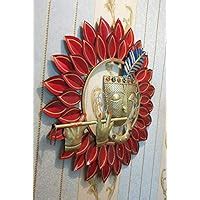 pranjals house Metal Krishna Playing Basuri Round Frame Wall Hanging ...
