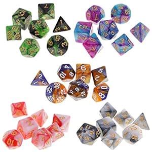 Enakshi (LABEL) Creations 35 Pieces Polyhedral Dices Double-Colors Set ...