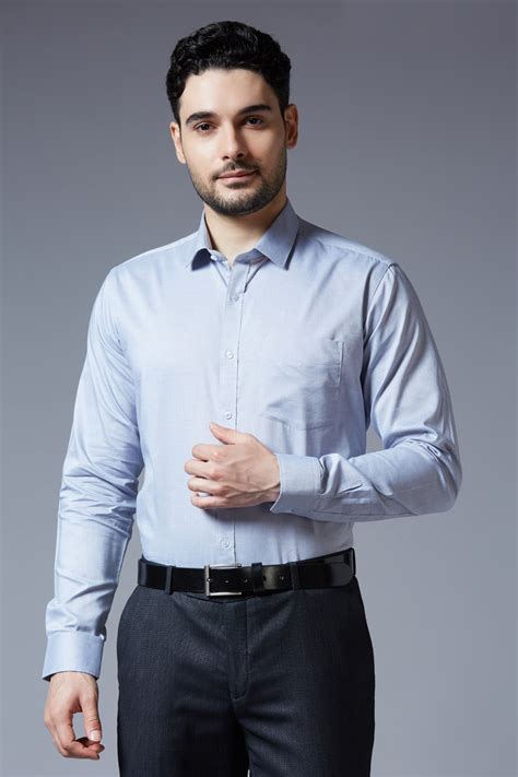 Men's Light Grey Office Wear Long Sleeves Solid Shirt - Allen Brown ...