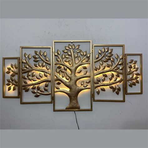 Designer Panel Tree Metal Wall Art for Reception (59 x 30 Inches) – Hansart