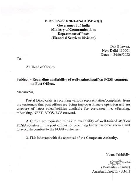 Regarding availability of well-trained staff on POSB counters in Post ...