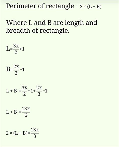 2) The length of a rectangle is 3x+2 and its breadth is 2x-1 a) Find ...